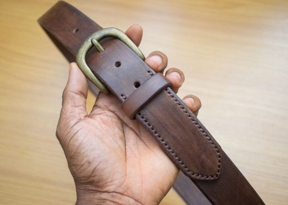 Stained Antique Brass Buckle Belt - 35mm